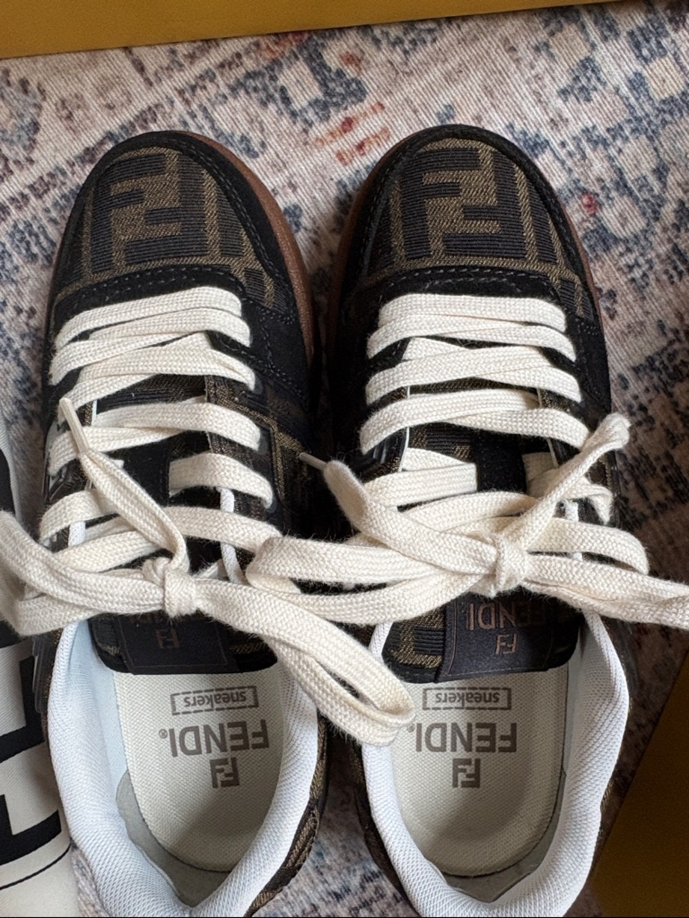 Fendi Brown and Black Monogram Low-Top Sneakers - WORN ONCE